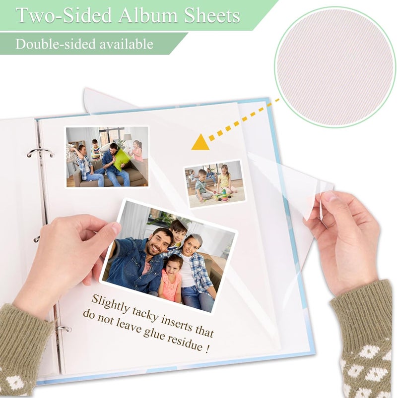 Dxmimer 11 x 9 Inch Photo Album Refill Pages,Album Pages for 3 Ring Binder,Photo Album Self Adhesive Pages, for 2x3 4x6 5x7 8x10 Replacement Photo Album Sheets (50 Sheets / 100 Pages) - Image 4